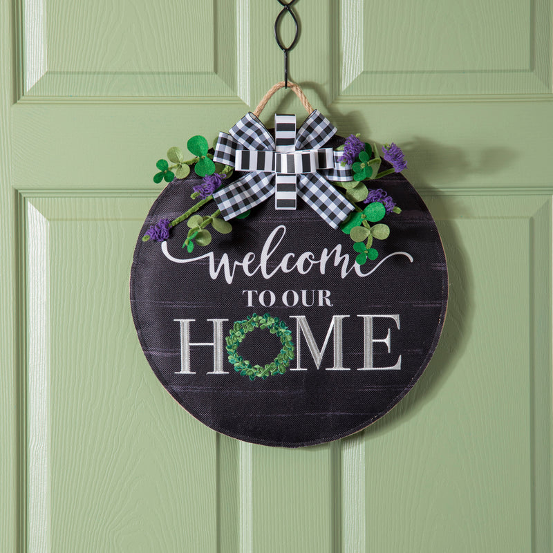 Evergreen Door Decor,Eucalyptus Welcome Door Décor,0.25x16x16 Inches