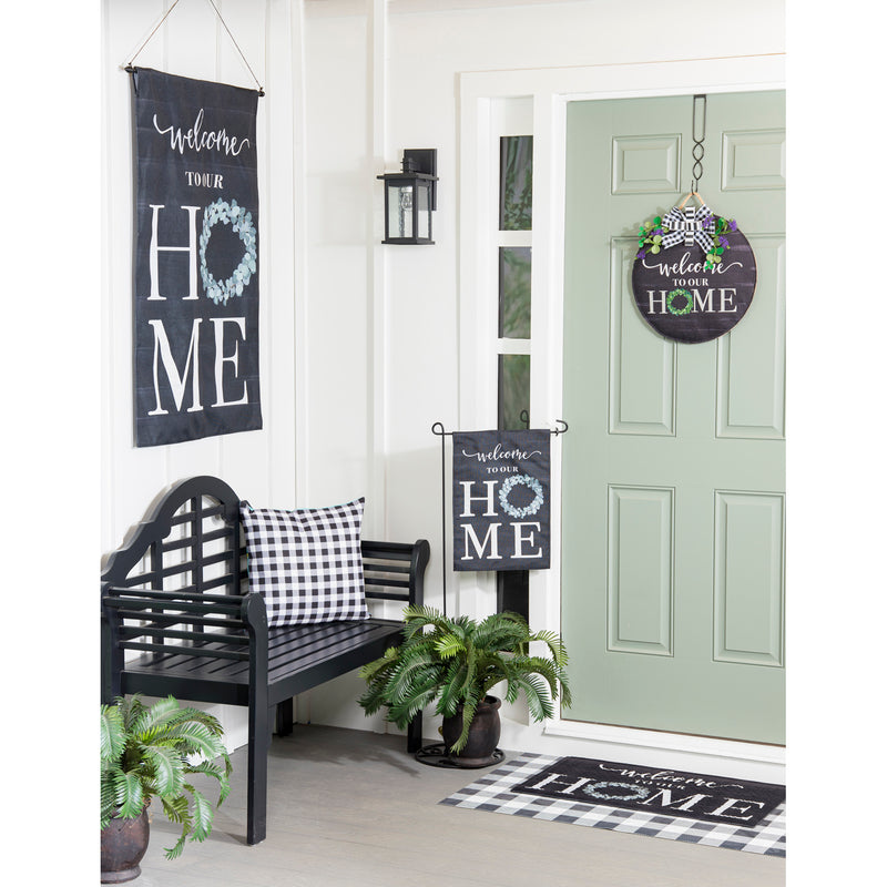 Evergreen Door Decor,Eucalyptus Welcome Door Décor,0.25x16x16 Inches