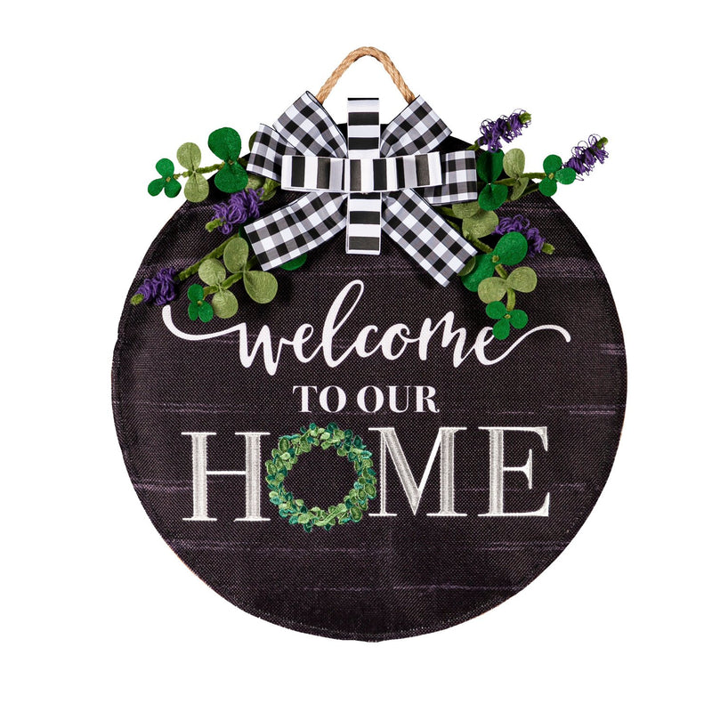 Evergreen Door Decor,Eucalyptus Welcome Door Décor,0.25x16x16 Inches