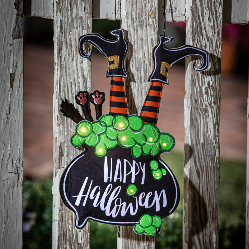 Lit Witch in Cauldron Door Décor,2dhb2412mbl