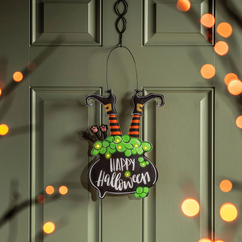 Lit Witch in Cauldron Door Décor,2dhb2412mbl