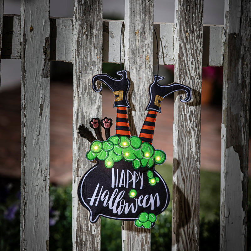 Lit Witch in Cauldron Door Décor,2dhb2412mbl