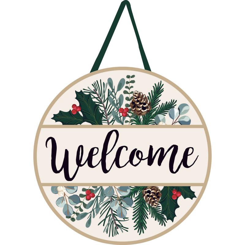 Evergreen Door Decor,Winter Welcome Moire Door Décor,13x0.25x13 Inches