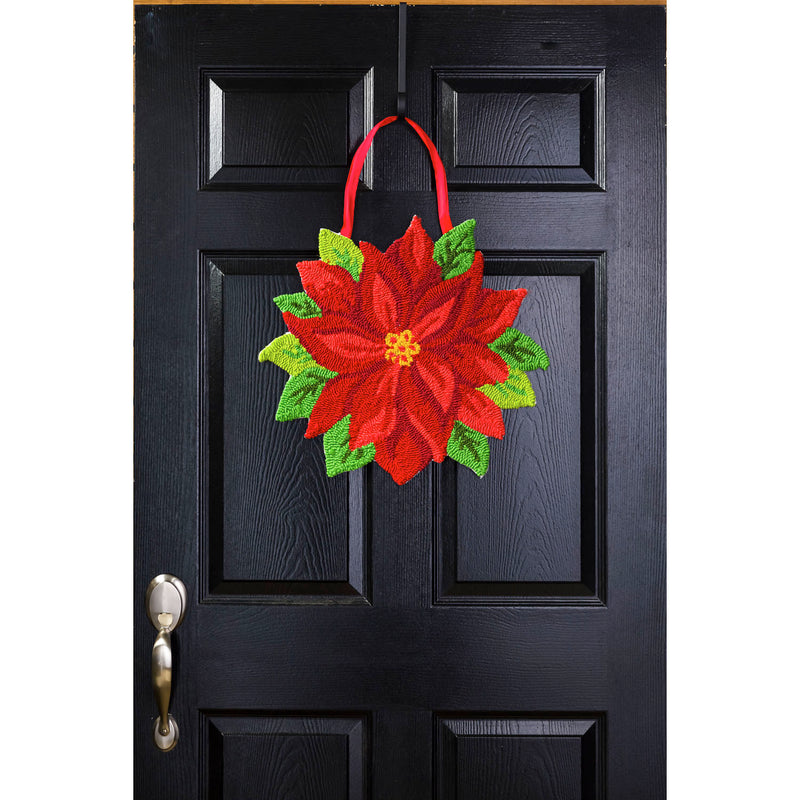 Evergreen Flag Beautiful Winter Poinsettia Flower Hooked Hanging Door Décor - 20 x 1 x 18 Inches Fade and Weather Resistant Outdoor Decoration for Homes, Yards and Gardens