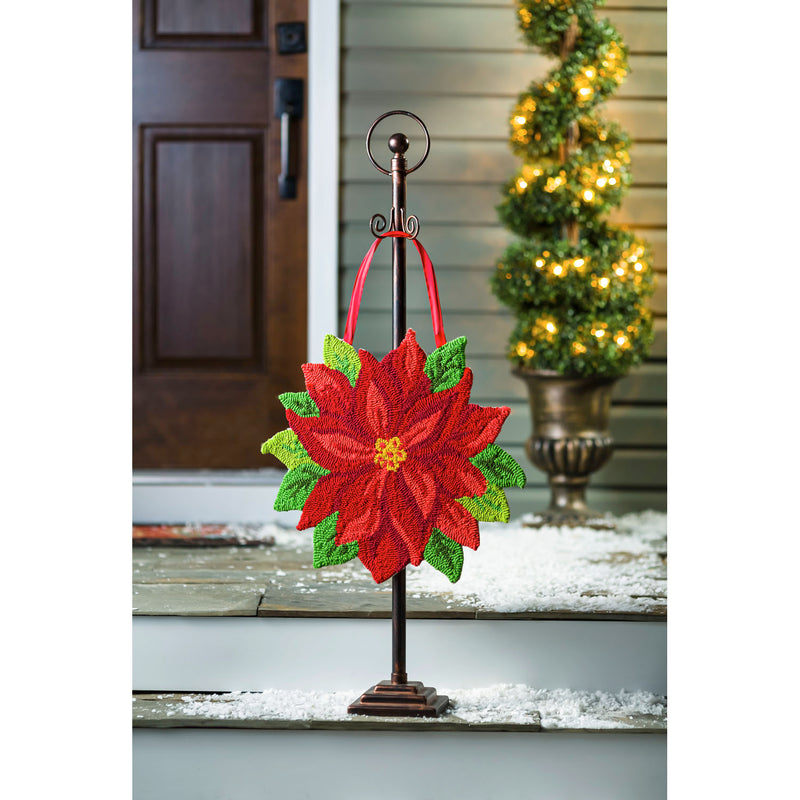 Evergreen Flag Beautiful Winter Poinsettia Flower Hooked Hanging Door Décor - 20 x 1 x 18 Inches Fade and Weather Resistant Outdoor Decoration for Homes, Yards and Gardens