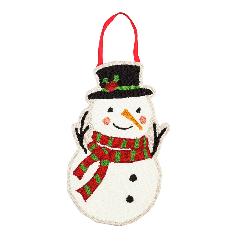 Evergreen Flag Beautiful Christmas Friendly Snowman Hooked Hanging Door Décor - 13 x 1 x 22 Inches Fade and Weather Resistant Outdoor Decoration for Homes, Yards and Gardens