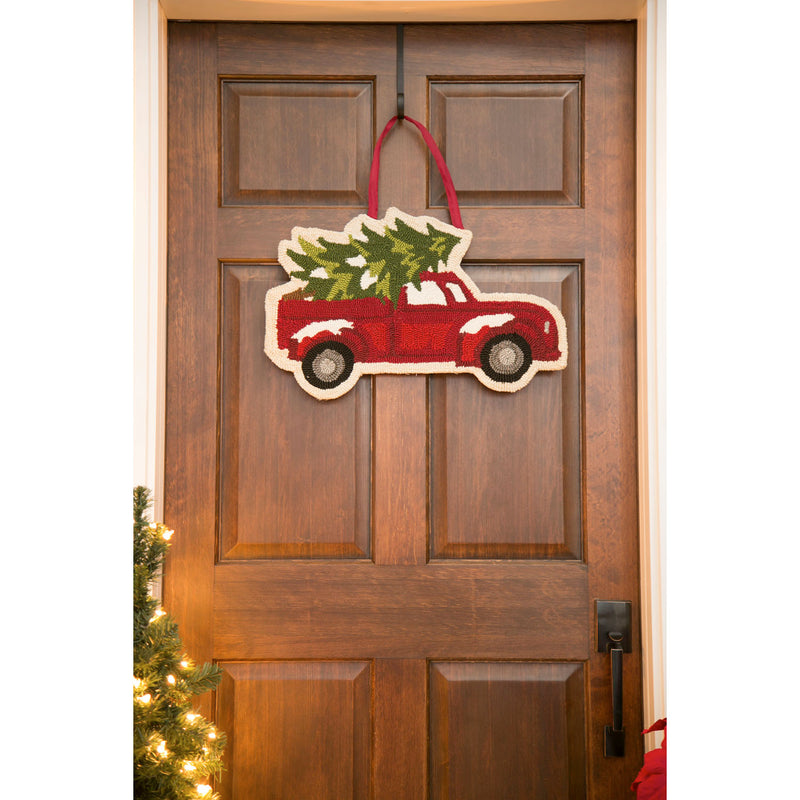 Evergreen Door Decor,Christmas Tree Truck Hooked Door Décor,23x0.6x15 Inches