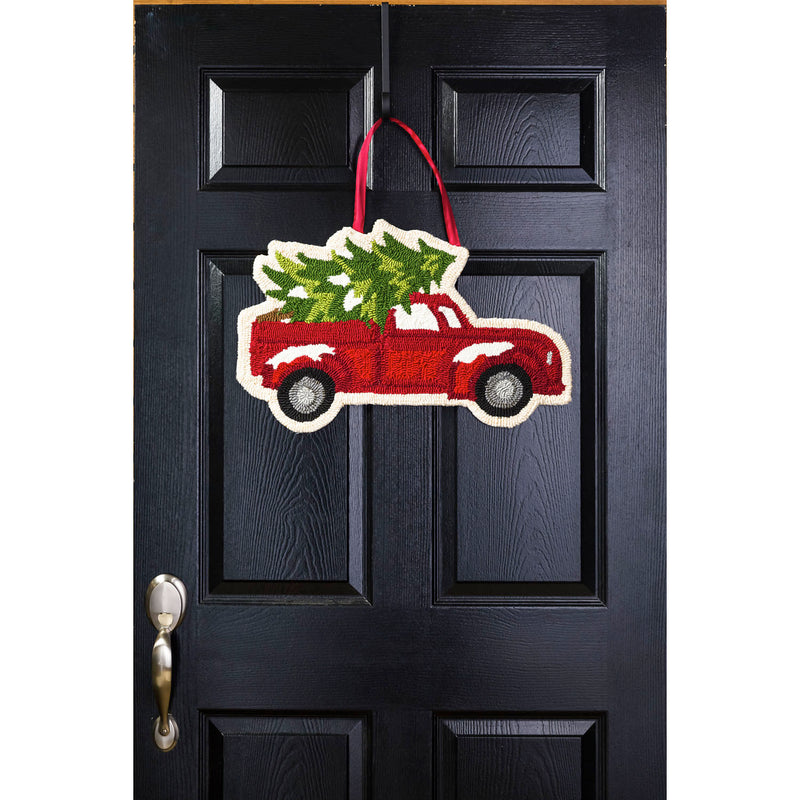 Evergreen Door Decor,Christmas Tree Truck Hooked Door Décor,23x0.6x15 Inches