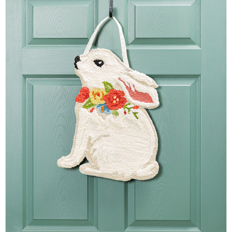 Floral Bunny Hooked Door Décor, 0.6"x17"x19"inches