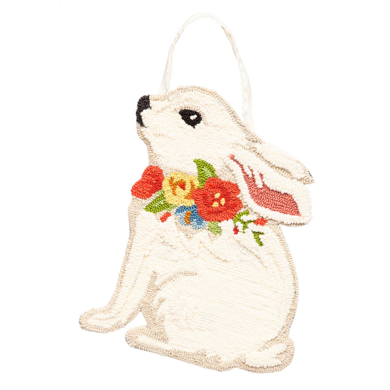 Floral Bunny Hooked Door Décor, 0.6"x17"x19"inches