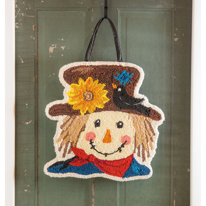 Evergreen Door Decor,Scarecrow Hooked Door Décor,17x19x0.6 Inches