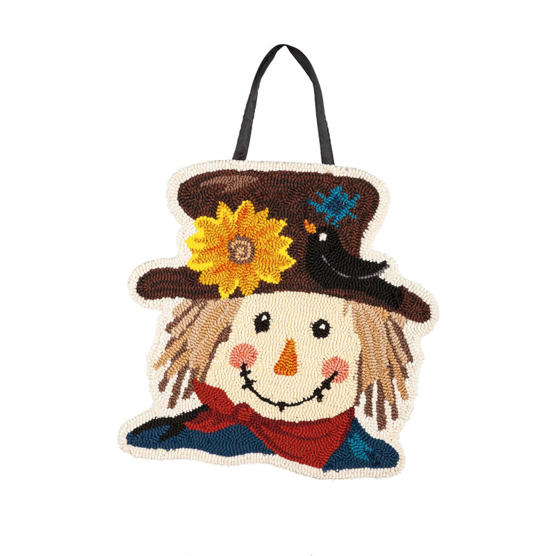 Evergreen Door Decor,Scarecrow Hooked Door Décor,17x19x0.6 Inches