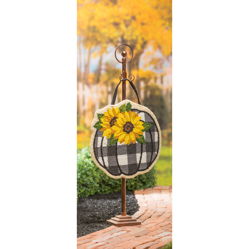 Check Pumpkin and Sunflowers Hooked Door Décor,2dhp2313