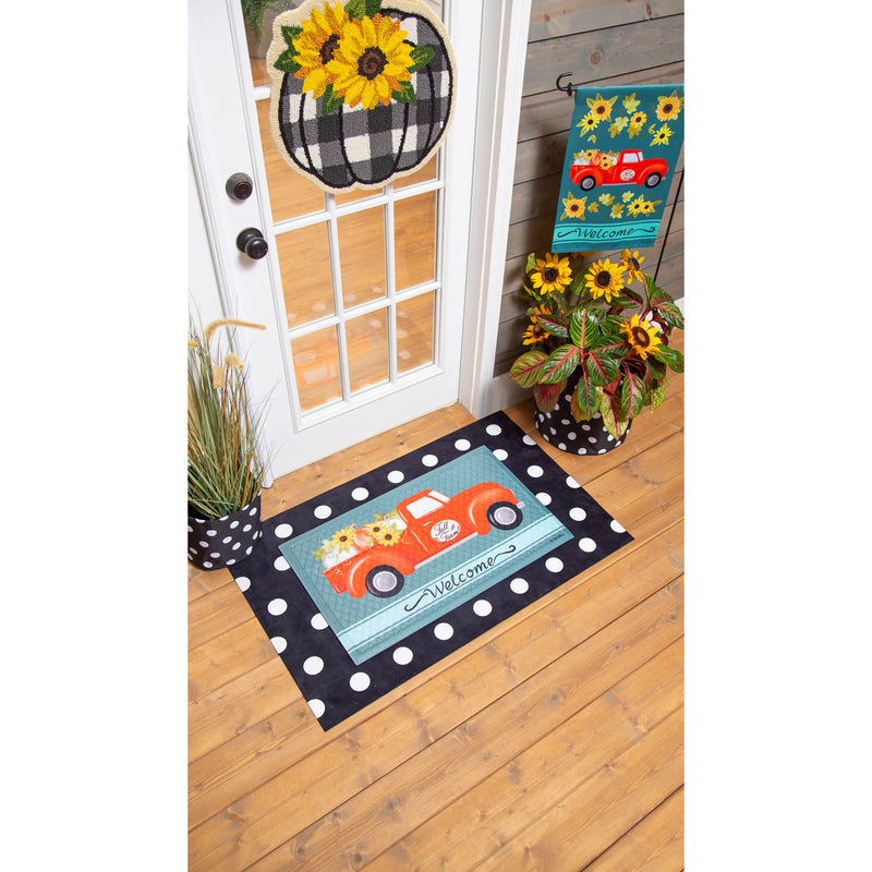 Check Pumpkin and Sunflowers Hooked Door Décor,2dhp2313