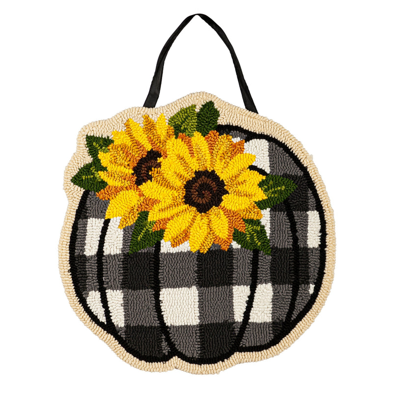 Check Pumpkin and Sunflowers Hooked Door Décor,2dhp2313