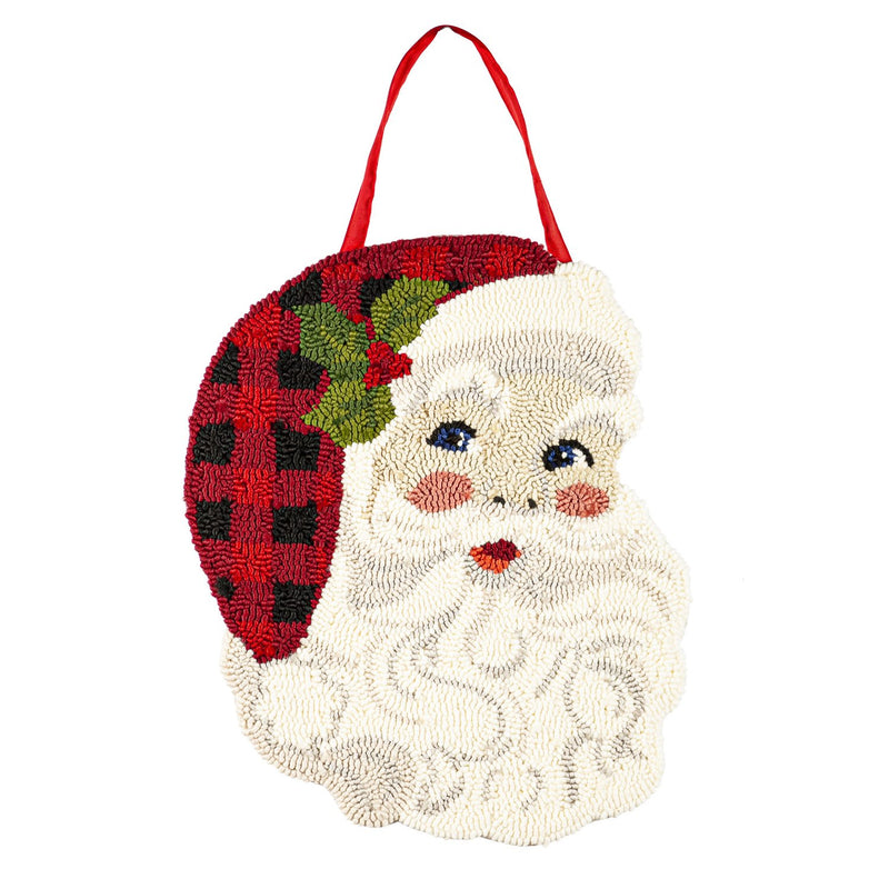 Evergreen Door Decor,Jolly Santa Hooked Door Décor,22x13x0.5 Inches