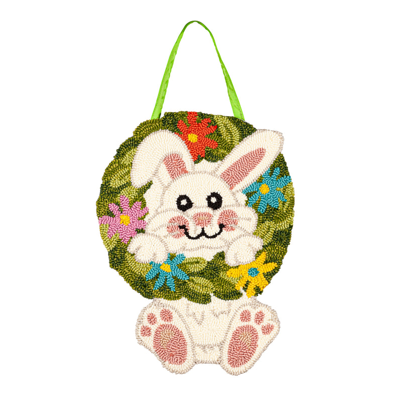 Evergreen Door Decor,Hanging Bunny Hooked Door Décor,18x0.5x18 Inches