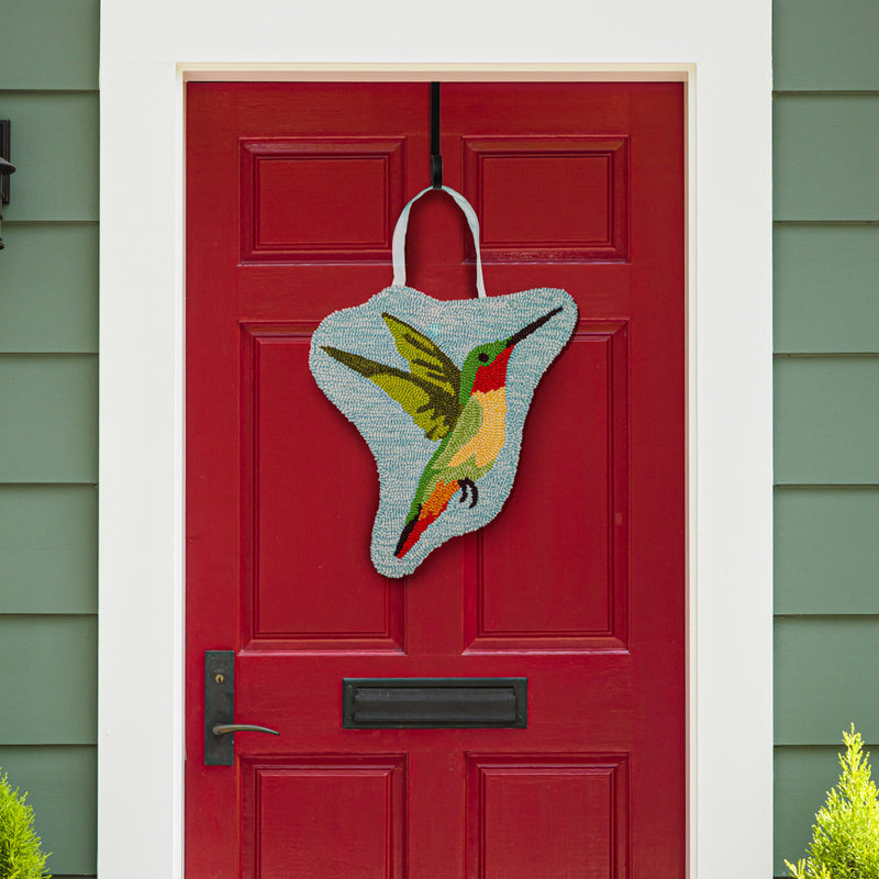 Evergreen Door Decor,Hummingbird Hooked Door Décor,18x0.5x18 Inches