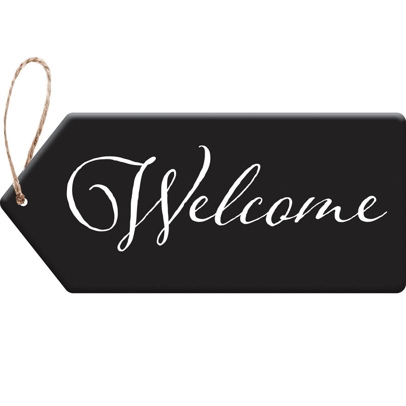 Evergreen Flag Beautiful Springtime Classic Welcome Text Door Tag Hanging Door Decor - 18 x 8 Inches Fade and Weather Resistant Outdoor Decoration For Homes, Yards and Gardens