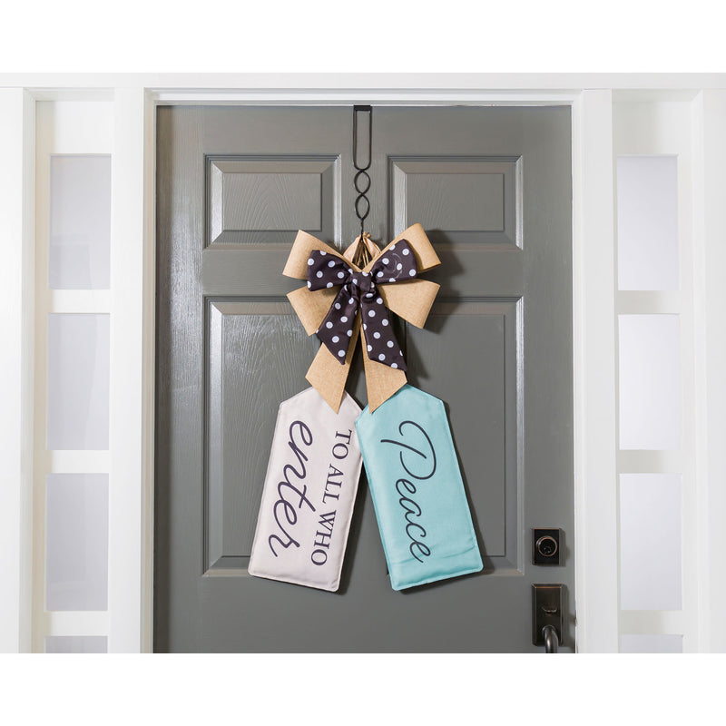 Evergreen Door Decor,To All Who Enter Door Tag,8x0.25x18 Inches