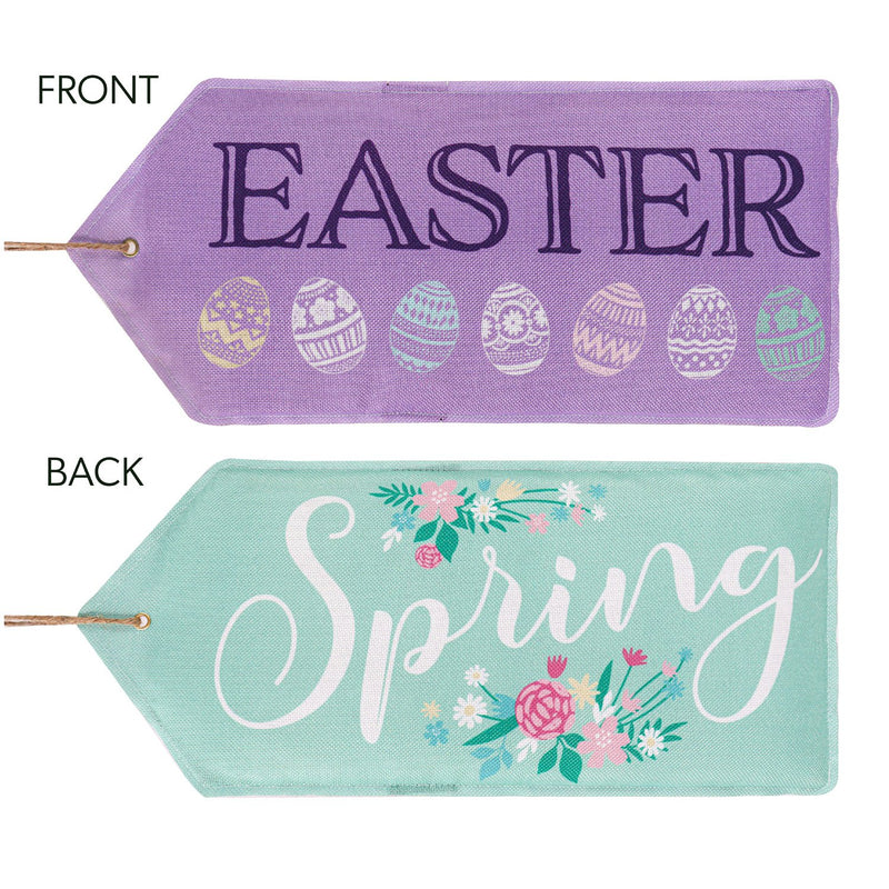Evergreen Door Decor,Easter, Spring Reversible Door Tag,0.25x8x18 Inches