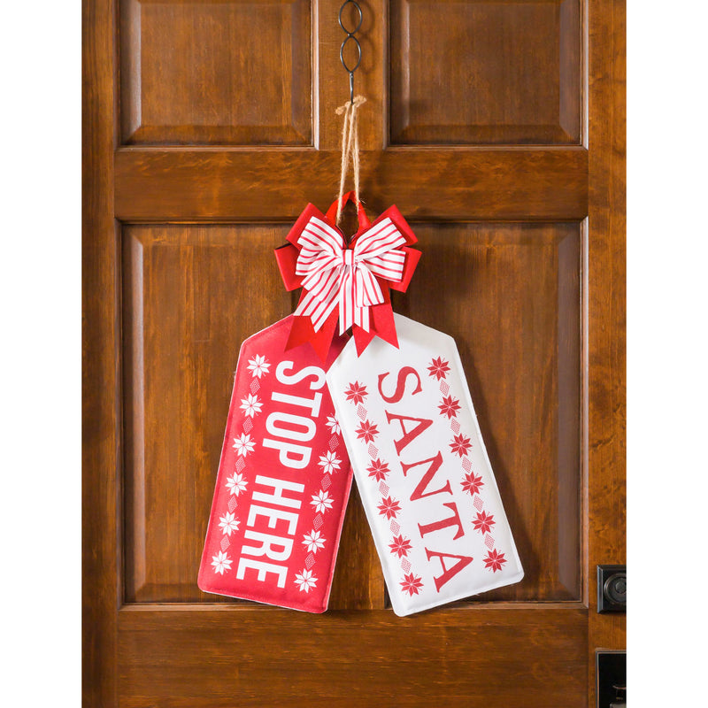 Evergreen Door Decor,Candy Stripe Door Tag Bow,18x13x1.5 Inches