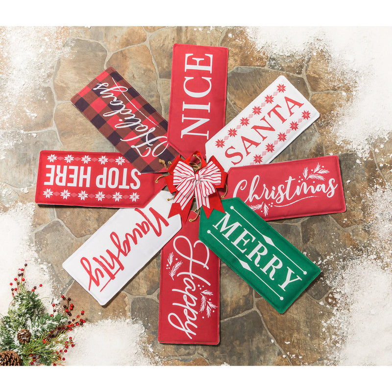 Evergreen Door Decor,Candy Stripe Door Tag Bow,18x13x1.5 Inches