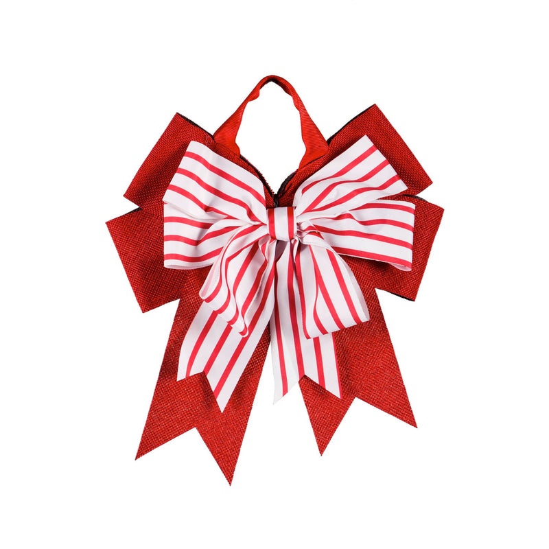 Evergreen Door Decor,Candy Stripe Door Tag Bow,18x13x1.5 Inches