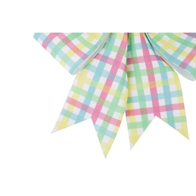 Easter Plaid Door Tag Bow, 13"x1.5"x18"inches