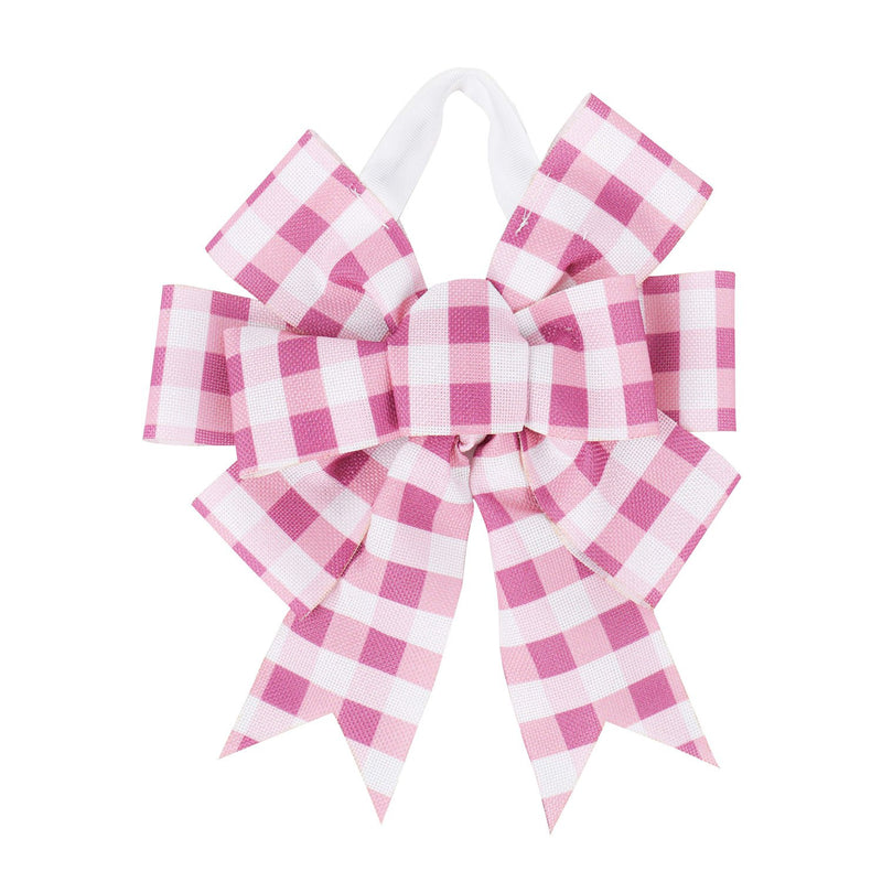 Pink Plaid Door Tag Bow,2dtb225