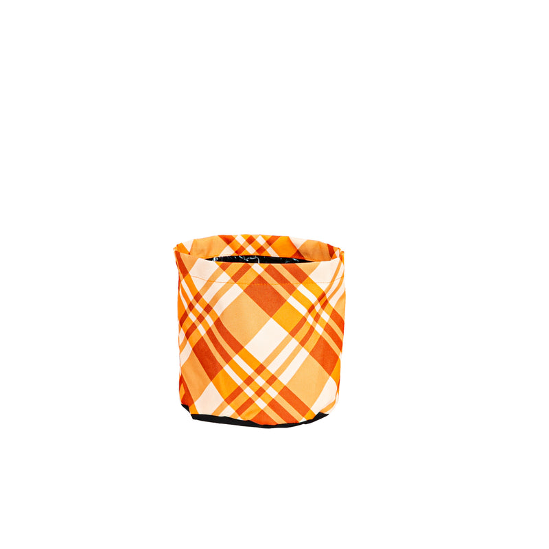 Evergreen Flag,Fall Plaid Round Fabric Planters, Set of 3,13x13x13 Inches