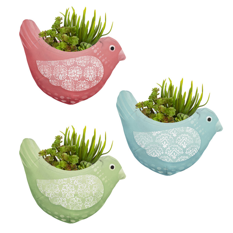 Whimsical Bird Fabric Wall Planters, Set of 3,2fp027