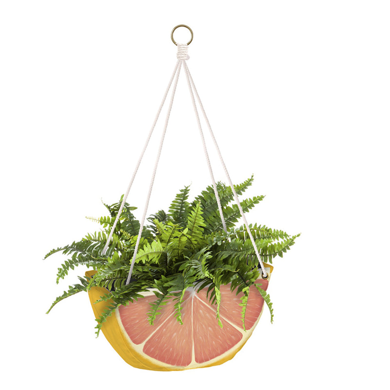 Evergreen Flag,Citrus Fruit Hanging Fabric Planters, Set of 3,10.5x6x2 Inches