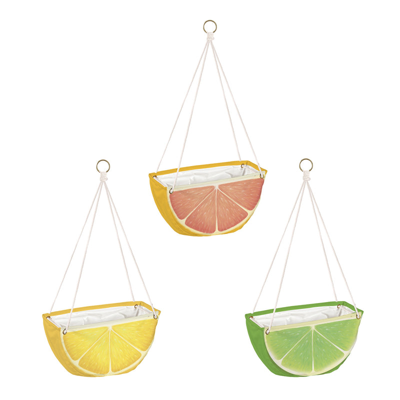 Evergreen Flag,Citrus Fruit Hanging Fabric Planters, Set of 3,10.5x6x2 Inches