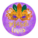 18" Hand Painted Embossed Glass Bird Bath, Mardi Gras,2gb1173