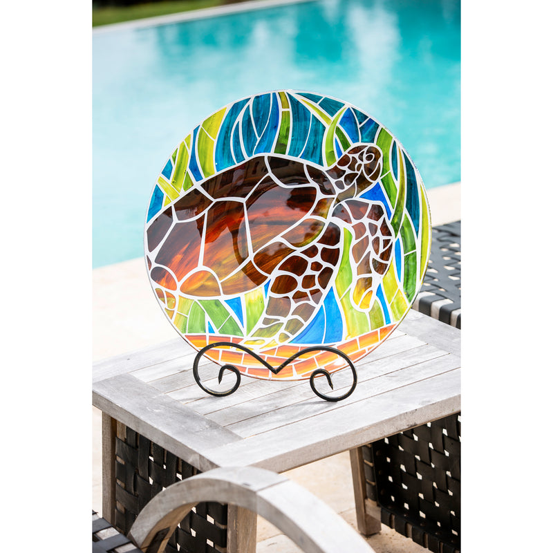Evergreen 18" Art Nouveau Bird Bath, Tortoise, 18'' x 18'' x 2''