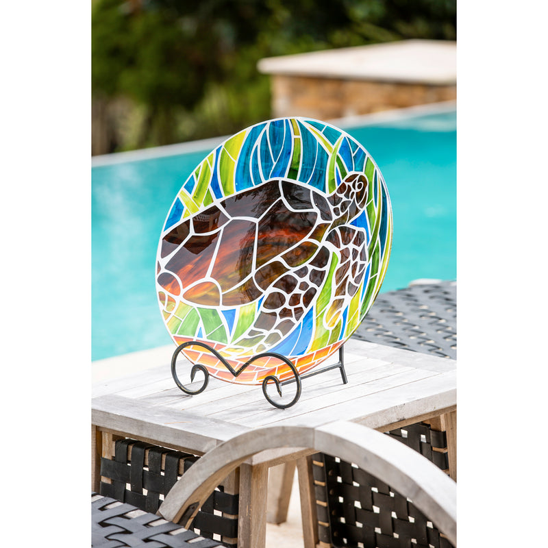 Evergreen 18" Art Nouveau Bird Bath, Tortoise, 18'' x 18'' x 2''