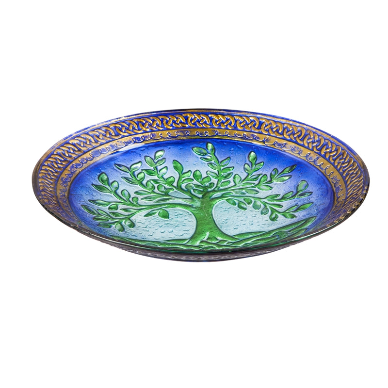 Tree of Life 18" Glass Birdbath,2gb685