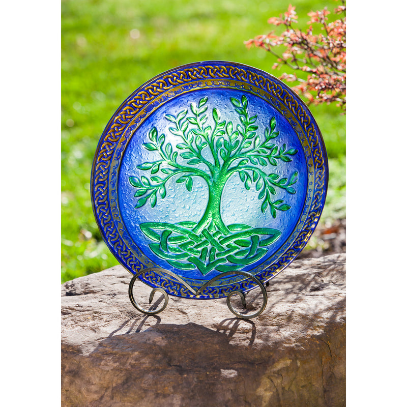 Tree of Life 18" Glass Birdbath,2gb685
