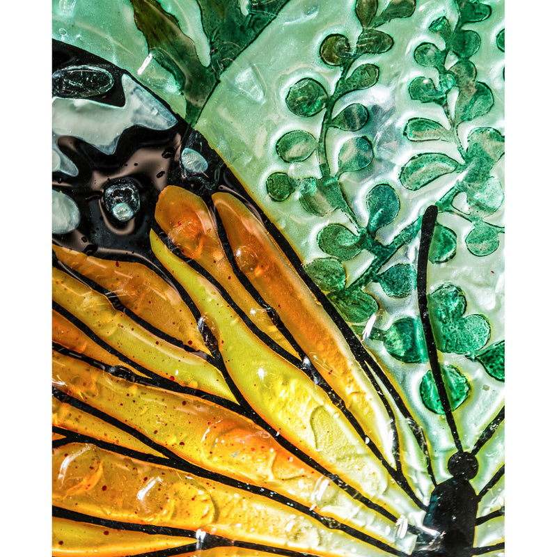 18" Hand Painted Bird Bath with Crushed Glass, Monarch,2gb6891