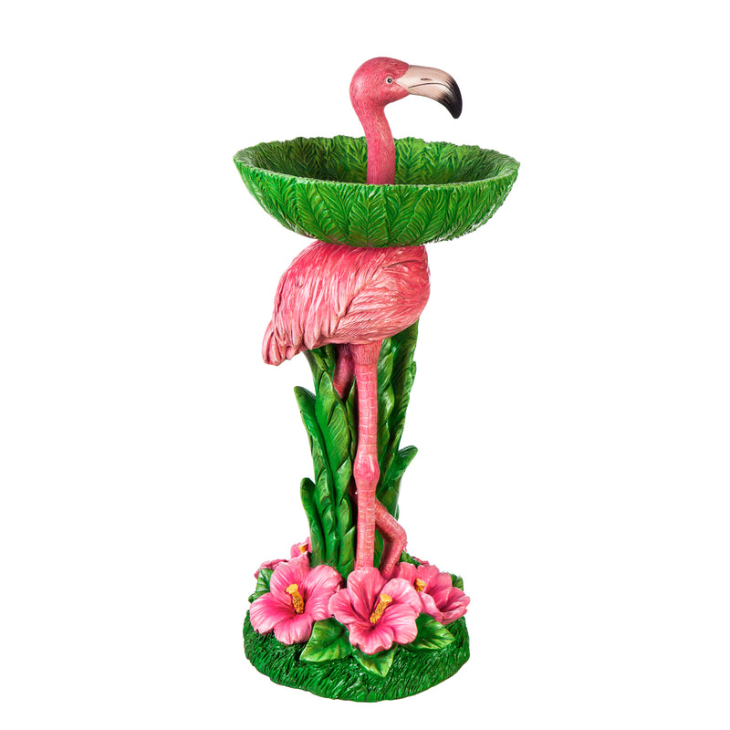 27.5"H Resin Redestal Flamingo Bird Bath, 12"x12"x27.5"inches