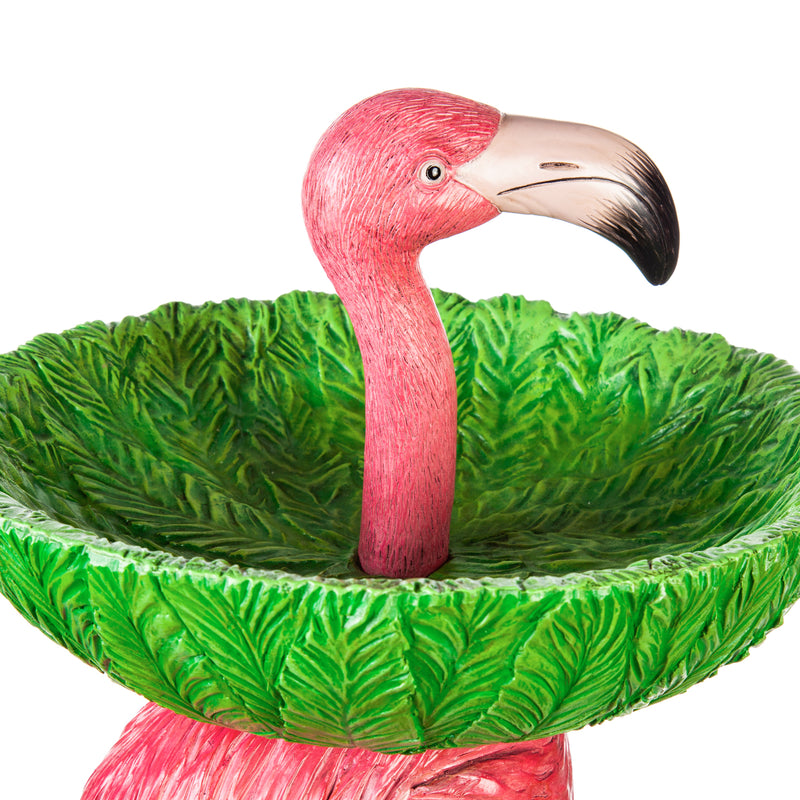 27.5"H Resin Redestal Flamingo Bird Bath, 12"x12"x27.5"inches