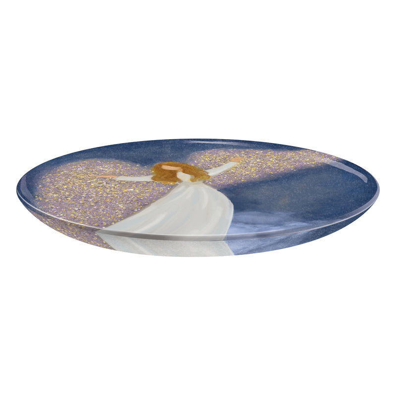 18" Hand Painted Embossed Glass Bird Bath, Angel,2gb6943