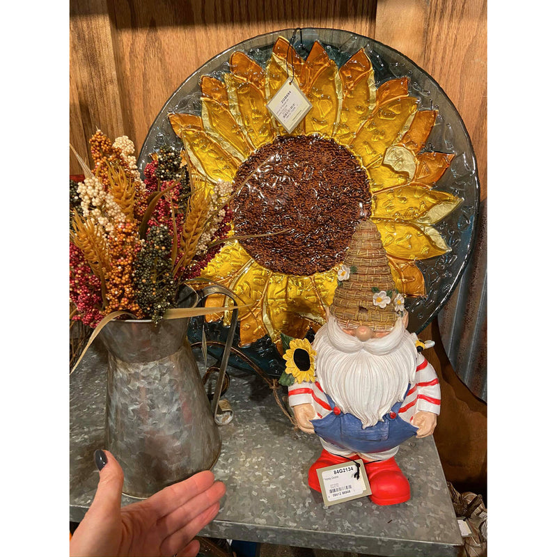 Evergreen Sunfower 18" Birdbath with Crushed Glass Look, 18'' x 2.5'' x 18''