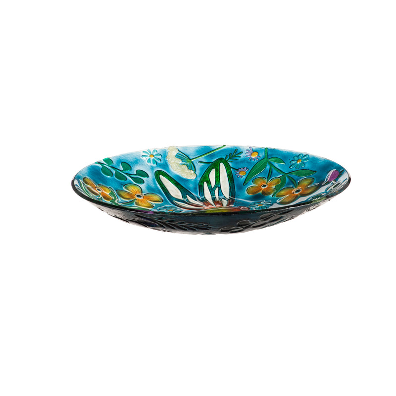 18" Hand Painted and Embossed Bird Bath, Dragonfly Meadow,2gb6970