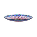 18" Hand Painted and Embossed Glass Bird Bath, Pink/Purple Tiles,2gb6992