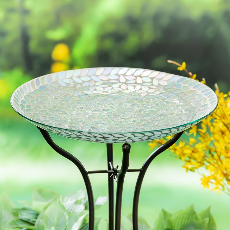 18" Mosaic Iridescent Bird Bath,2gb7114