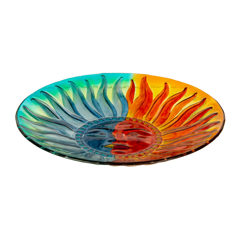 18" Sun & Moon Glass Bird Bath,2gb7176