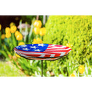 18" Glass Bird Bath, American Flag,2gb745