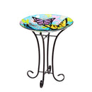 16" Glass Birdbath w/ Stand, Bountiful Butterfly,2gb749